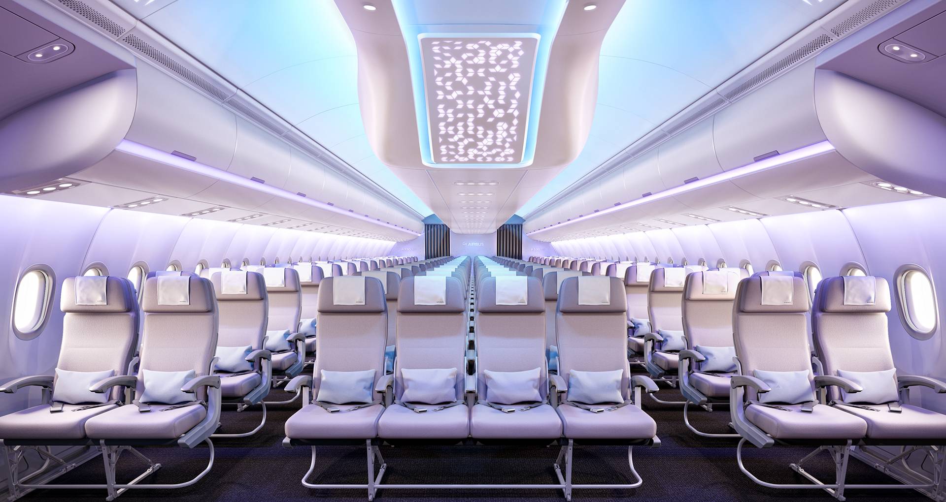 The Airbus Airspace A330 cabin, a light and spacious aircraft cabin