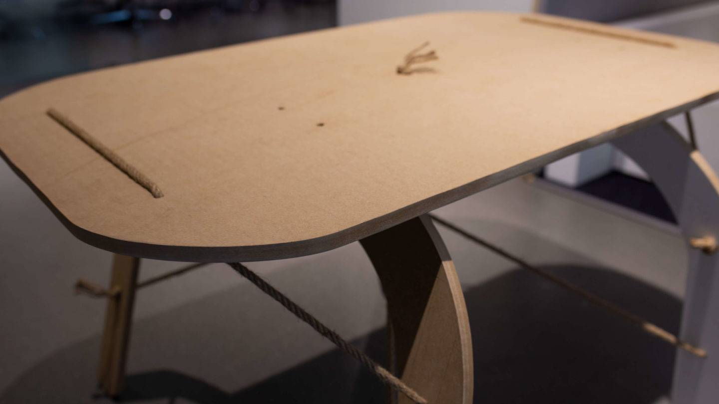 Knot Waste table construction: assembled