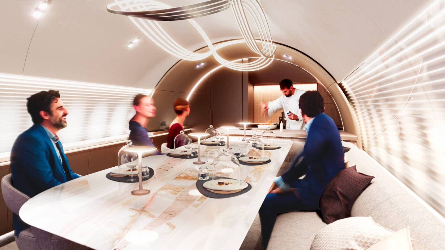 Onboard aircraft private dining experience