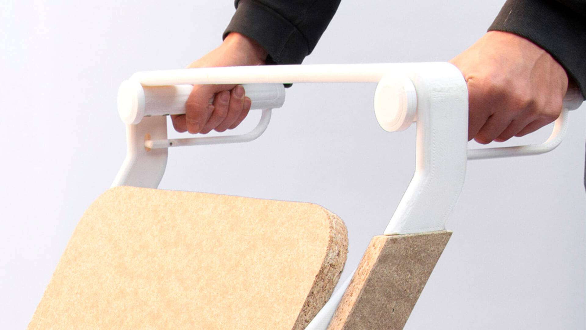 Early process shot of the WALKABLE frame with handles