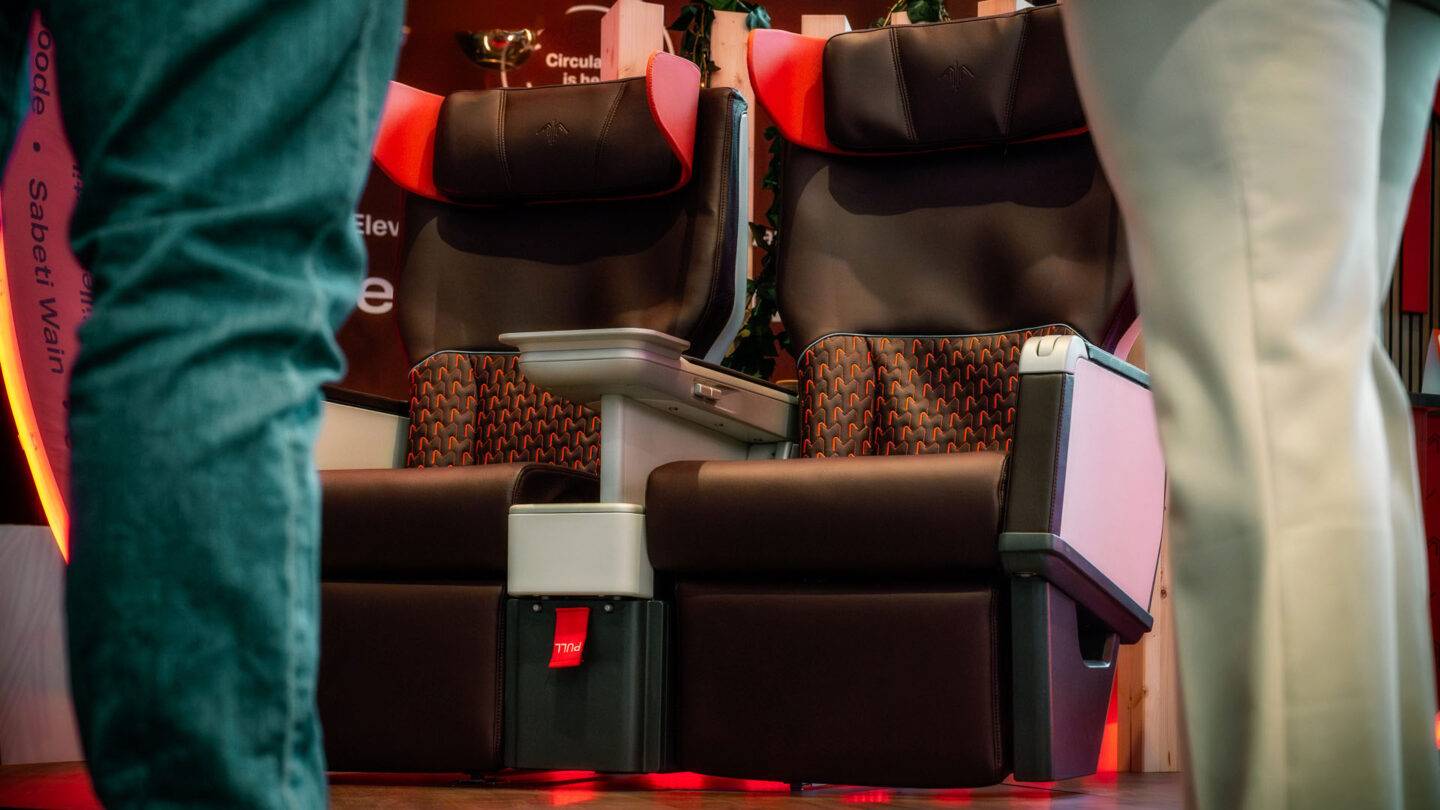 Close up of GenPhoenix Geven Comoda seats designed by PriestmanGoode