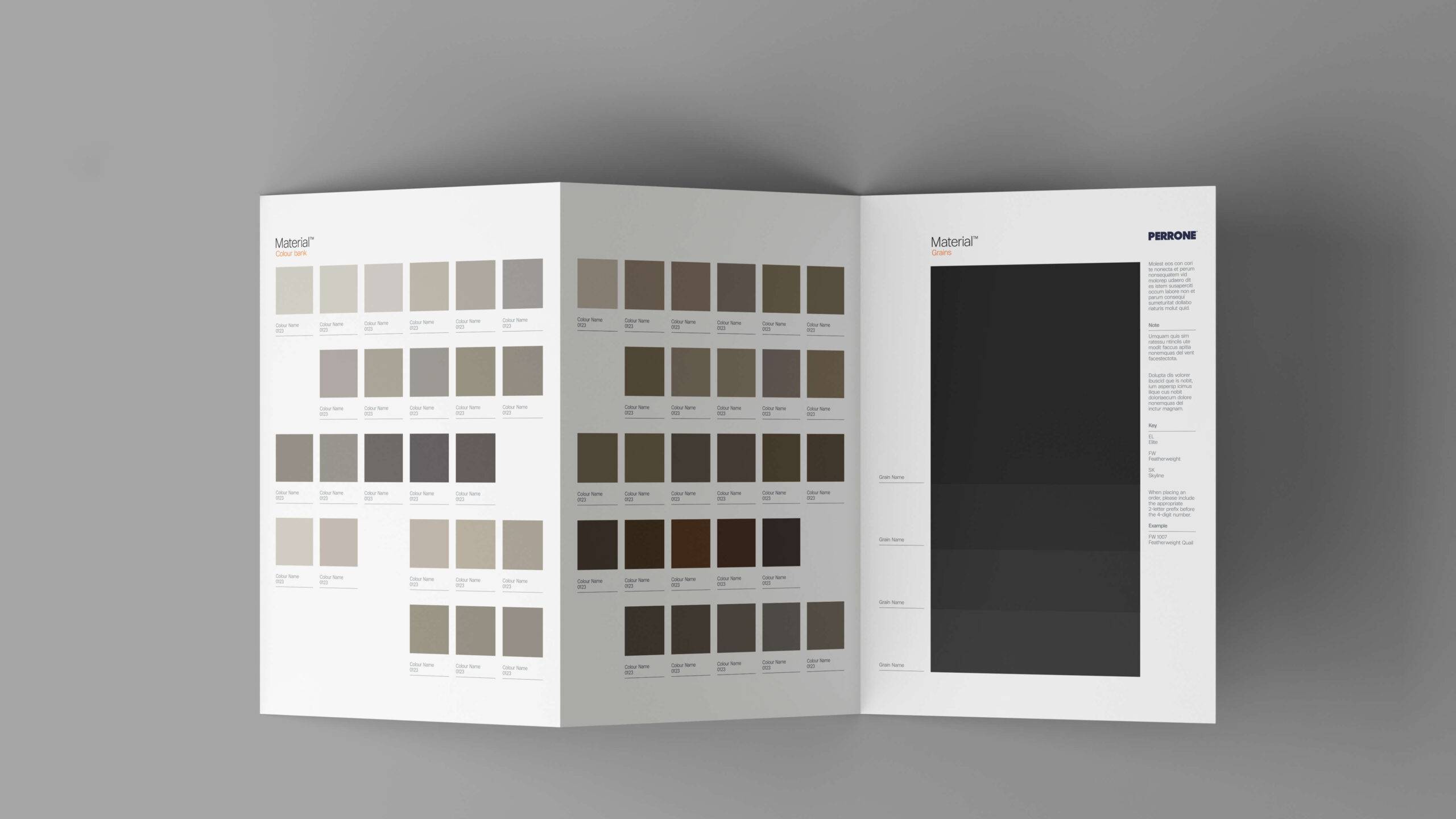 Perrone Brochure and swatch book inner leaf