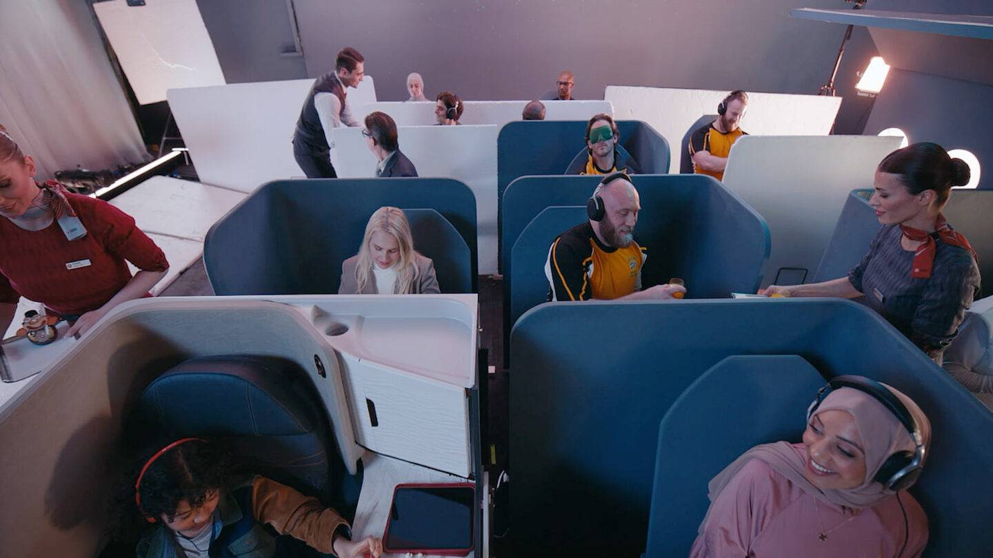 Full business class seats shot in pre production