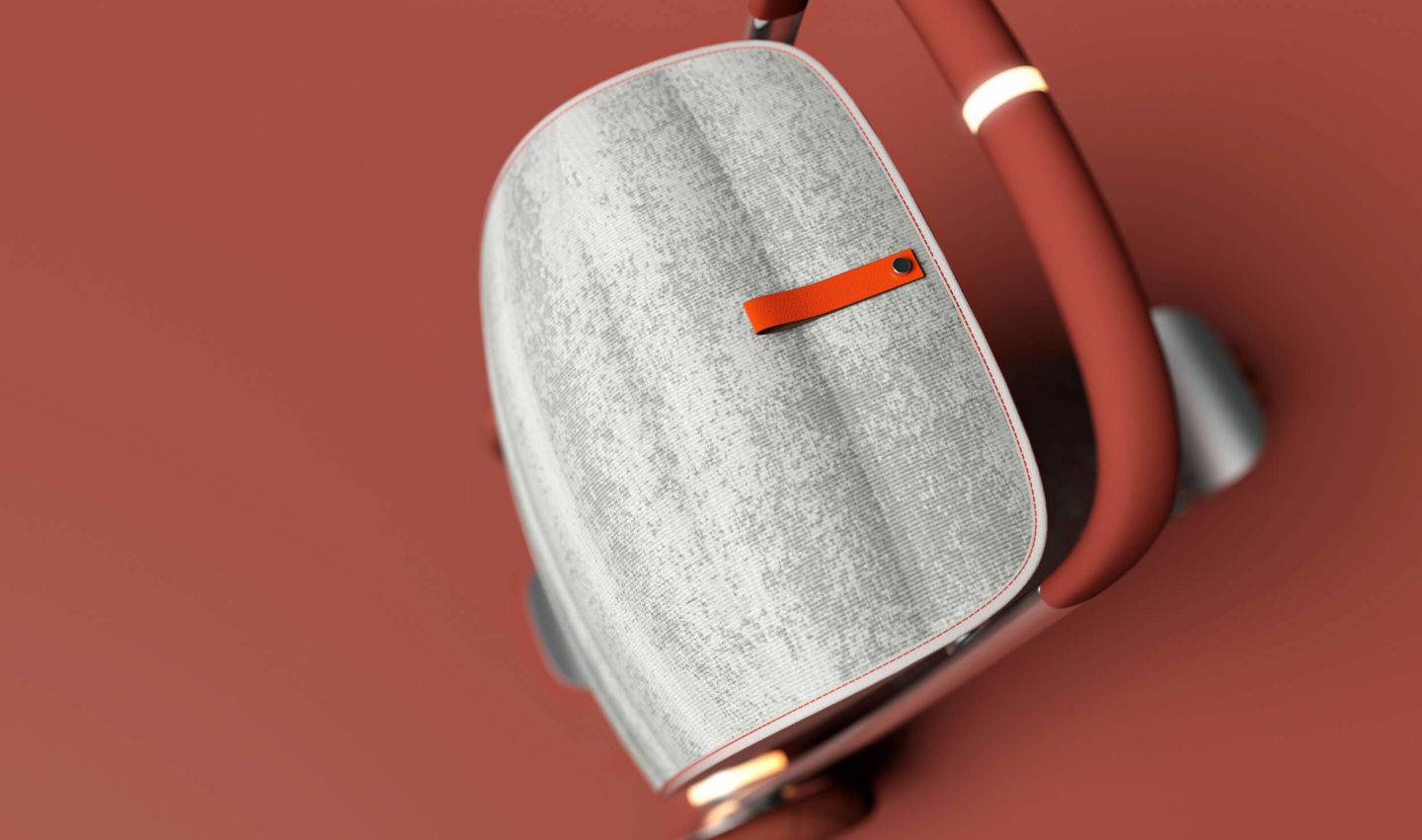 Overhead view of a personal scooter, showing a large storage grey storage bag in the front