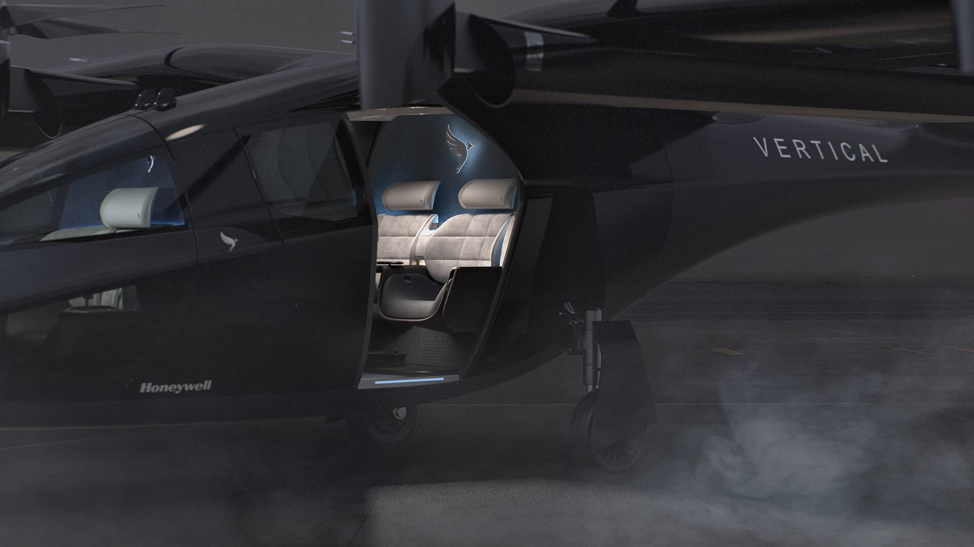 Vertical Aerospace exterior view with the door open